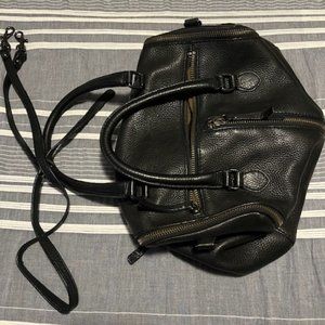 JCrew Black Pebbled Leather Duffel Style Bag